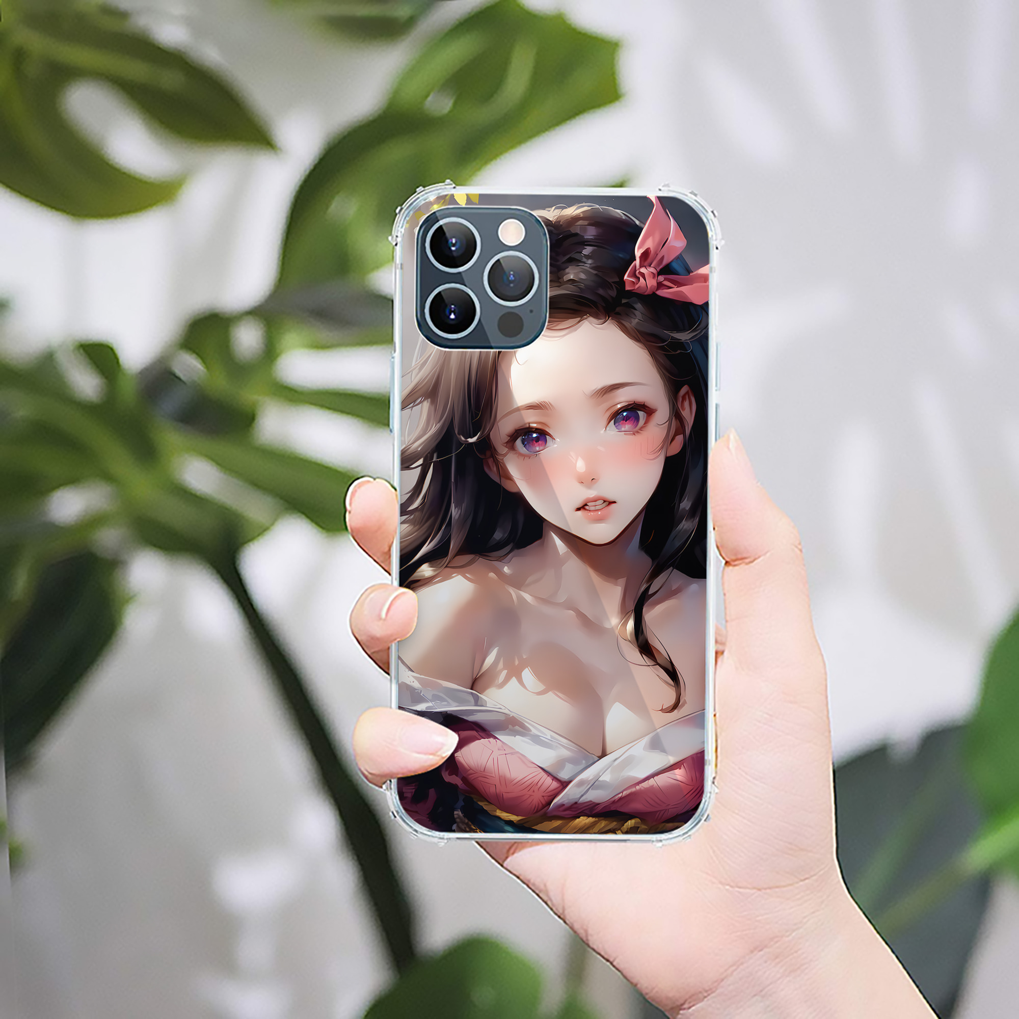 （画像用） 鬼滅の刃（きめつのやいば）竈門 禰󠄀豆子／かまど ねずこ Kamado Nezuko 【iPhone 12シリーズ対応】透明スマホケース（クリアソフトケース）